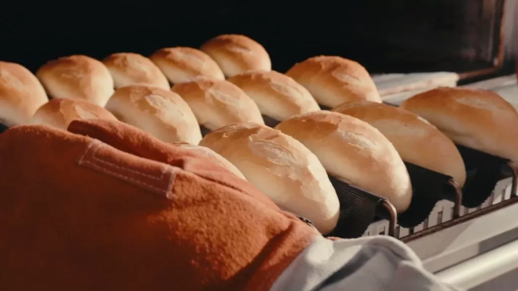 Fresh bread rolls in the Plum bakery