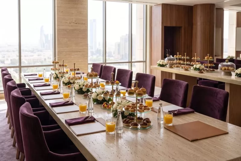 VIP meeting room set for a corporate catered lunch